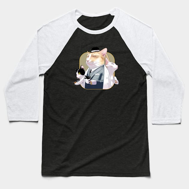 Cat Mafia Gang Baseball T-Shirt by Toss4Pon
